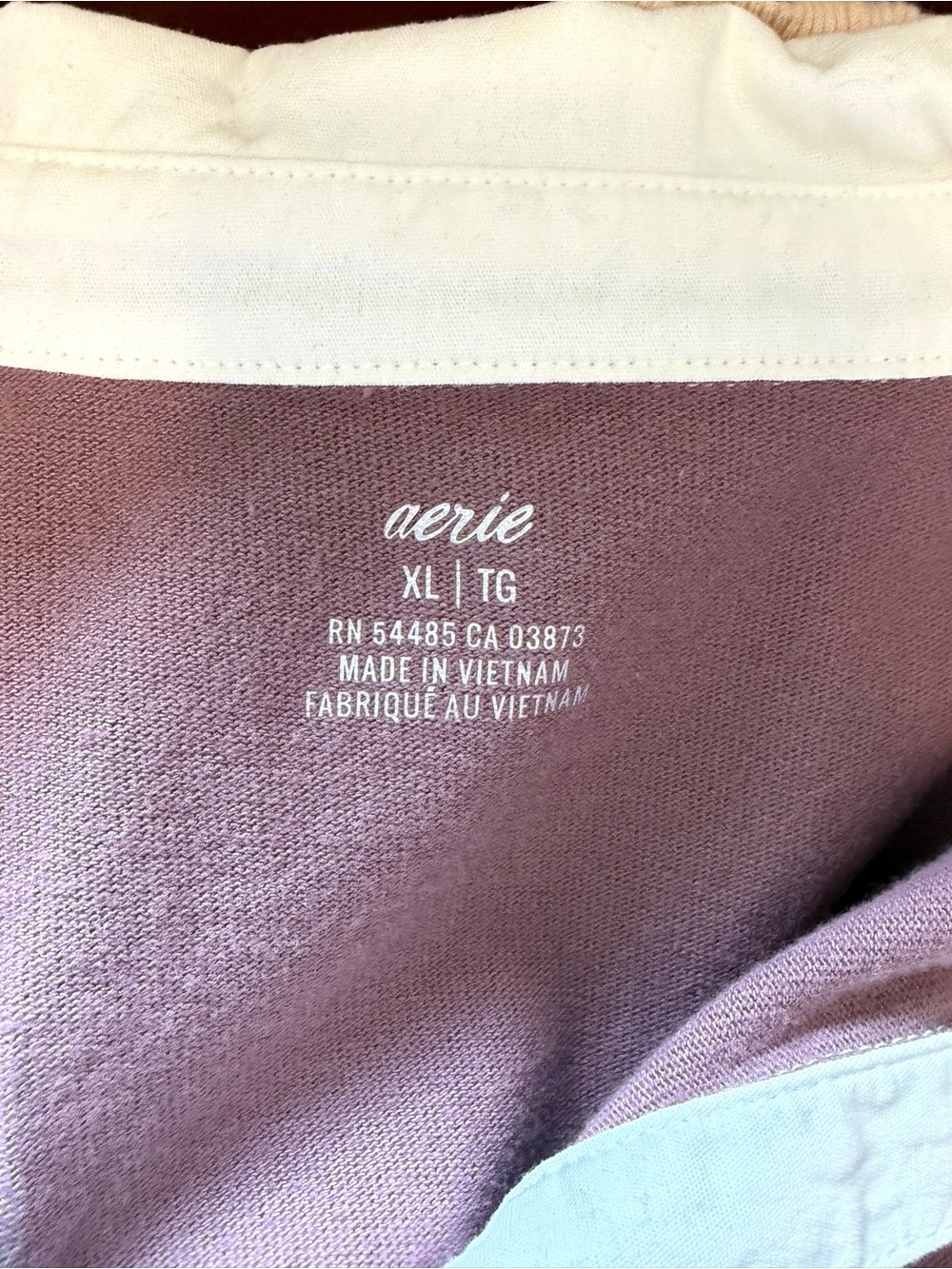 aerie Cropped Rugby Pullover in Dusty Rose with Cream Collar - Picture 3 of 3
